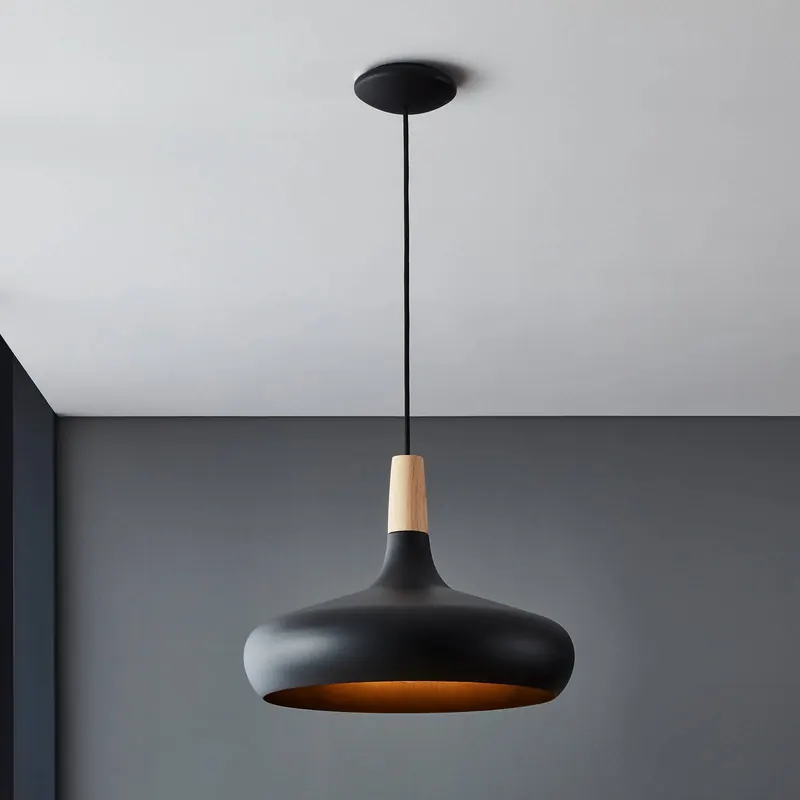 Lampa wisząca Sabinar, 1-punktowa, czarna, Ø 40 cm