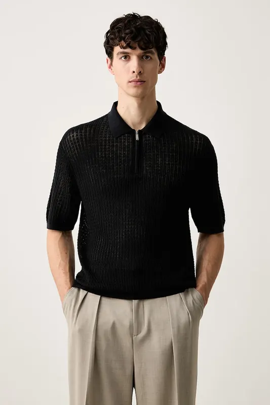 Emporio Armani polo swetrowe męskie z lyocellem