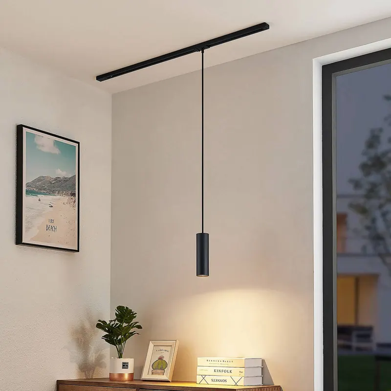Lampa wisząca Lindby Linaro, 20 cm, czarna, 1-fazowa, GU10