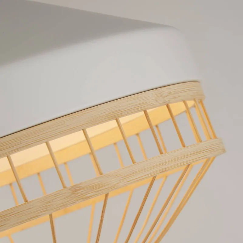 Lampa wisząca Lanya, biała, stal/bambus, Ø 30 cm, E27