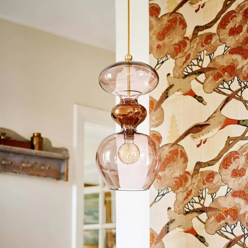 EBB & FLOW Lampa wisząca Futura M, obsydian, szkło, Ø 18 cm
