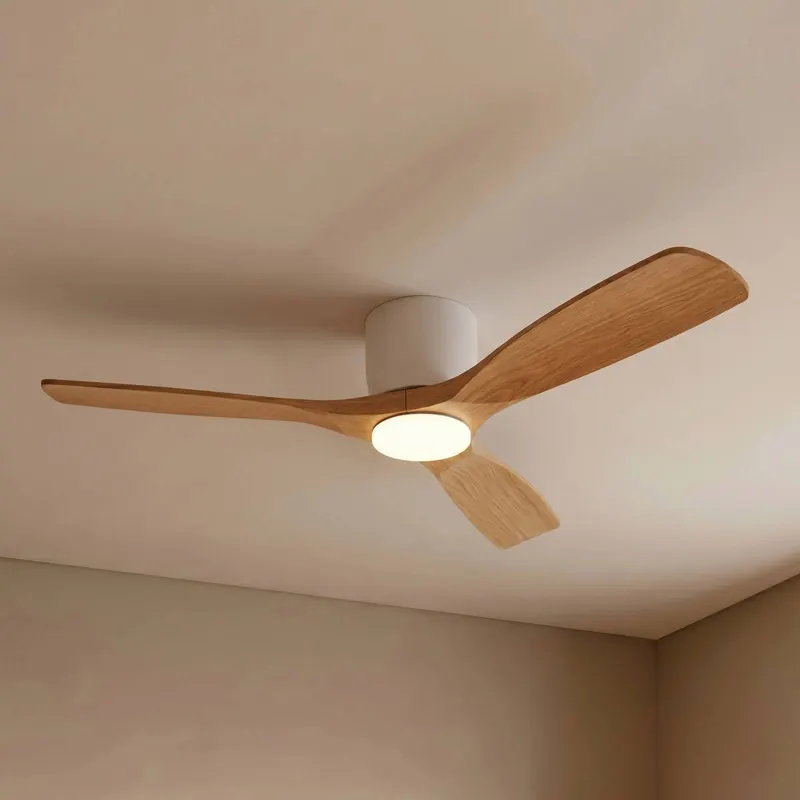 Inteligentny wentylator sufitowy LED Lucande Moneno, biały/drewno, Tuya