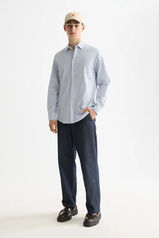 Scotch & Soda Micro-check Poplin Shirt Faded Denim Micro Check Maat: L | Casual Overhemden Outlet | Heren | Blauw