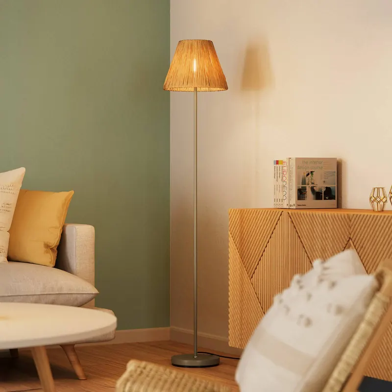 Lampa stojąca OSRAM Decor Raffia, 1-punktowa, rafia w naturalnym kolorze, E27