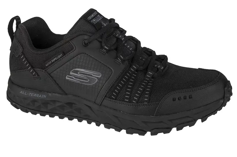 Skechers Escape Plan 51591-BBK, Męskie, Czarne, buty trekkingowe, skóra licowa, rozmiar: 48,5