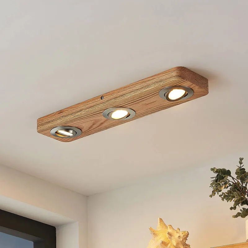 Lampa sufitowa LED Mikari, 48 cm, drewno, obrotowa