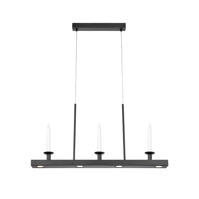 Żyrandol LED Dining, czarna, długość 82 cm, żelazo, ściemniany.