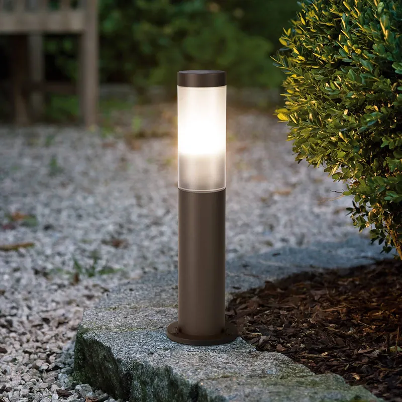 Lampa cokołowa Helsinki, kolor rdzawobrązowy, wysokość 45 cm, stal nierdzewna,