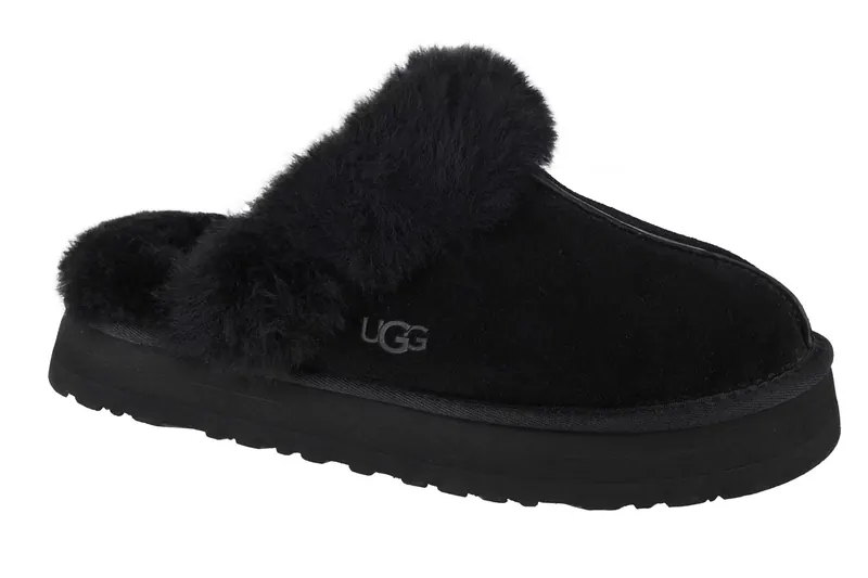 UGG Disquette Slippers 1122550-BLK, Damskie, Czarne, kapcie, skóra zamszowa, rozmiar: 38