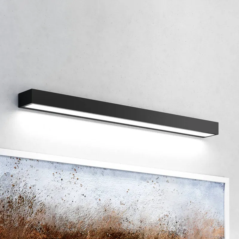 Kinkiet LED do łazienki Vola, IP44, czarny, 4000 K, szerokość 80 cm