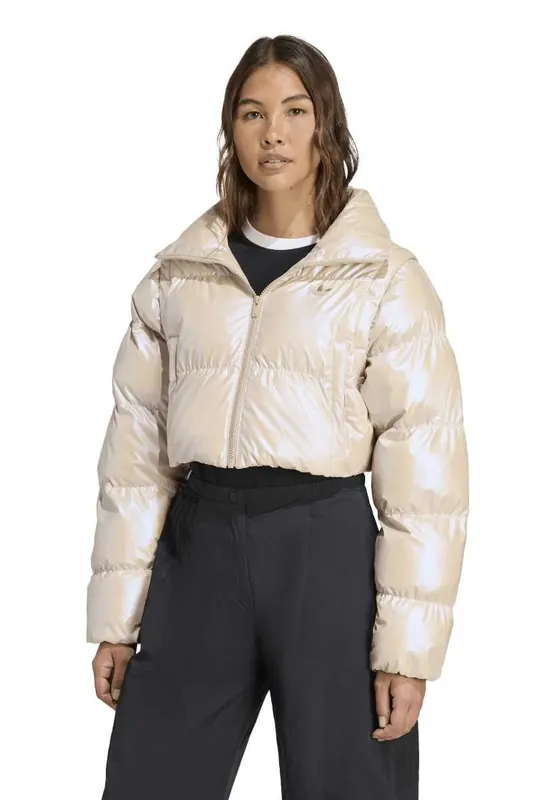 Adidas Essential Glossy Puffer Stone Khaki Maat: XS | Winterjassen Outlet | Dames | Beige