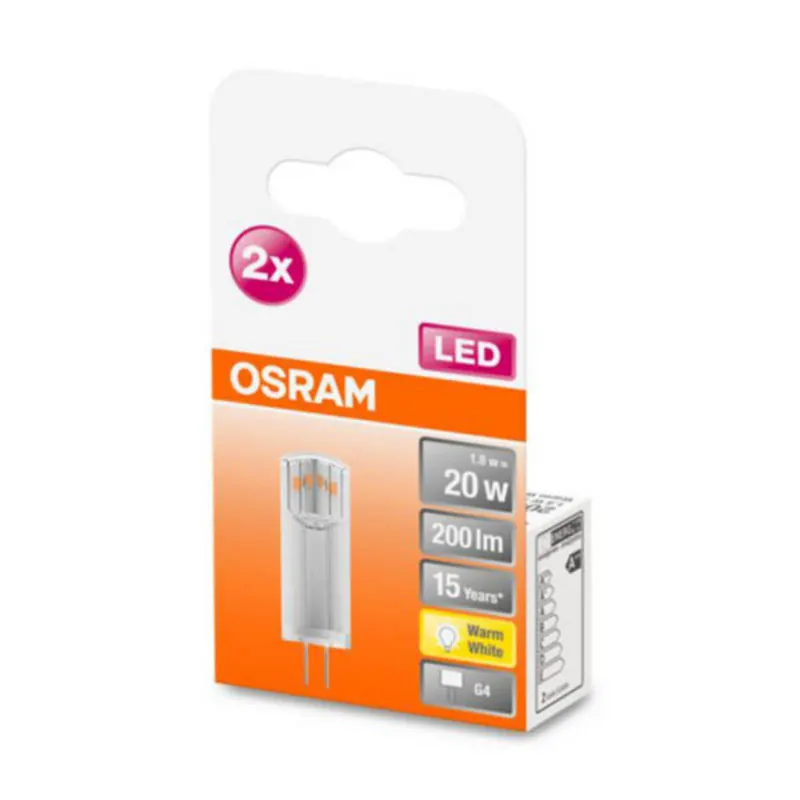 OSRAM żarówka z trzonkiem sztyftowym LED G4 1,5W 2700K przezroczysta 2-pak