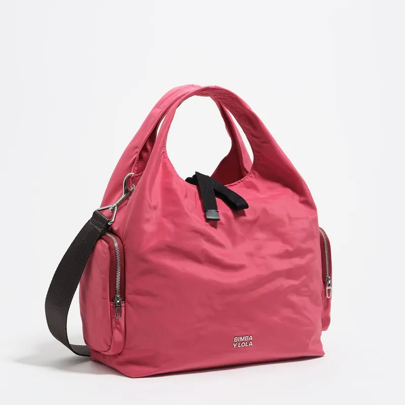 Torebka Paper Pocket średnia nylon ciemnoróżowa