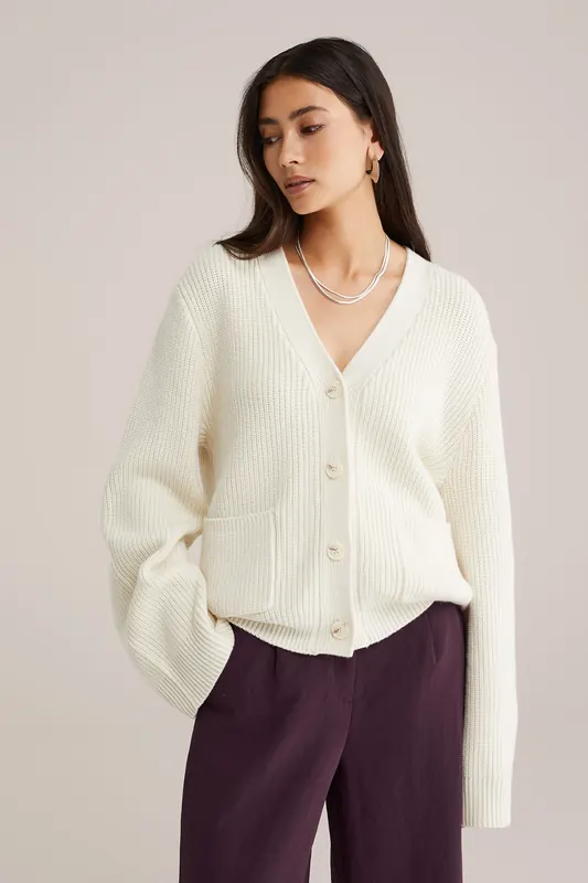 We Fashion Knitted Cardigan Off-white Maat: L | Gebreide Truien Outlet | Dames | Wit