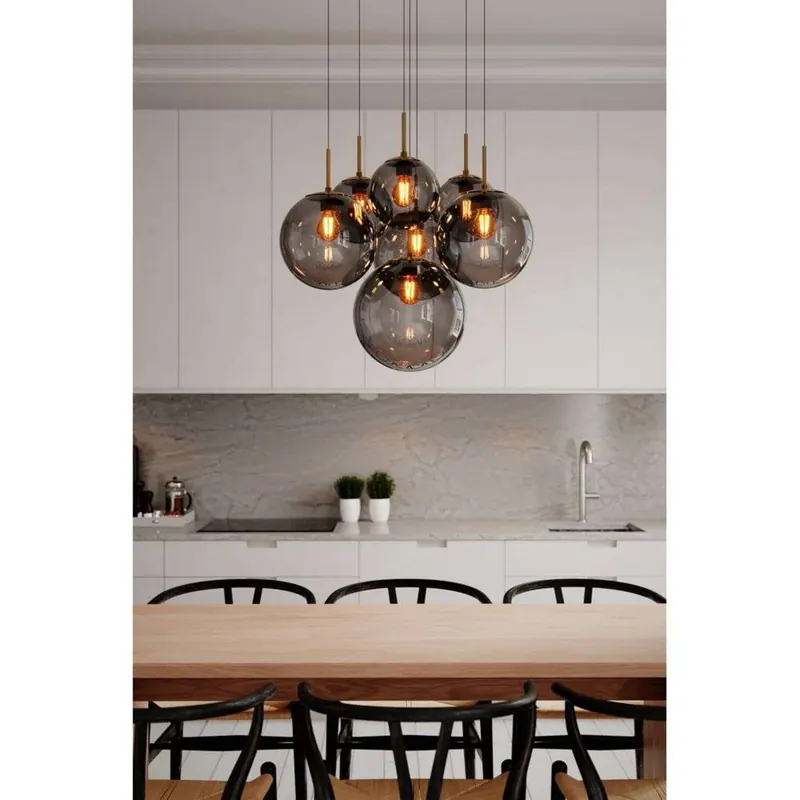 Lampa wisząca Laura marki Rydens, Ø 54 cm, 7-punktowa, kolor dymnoszary