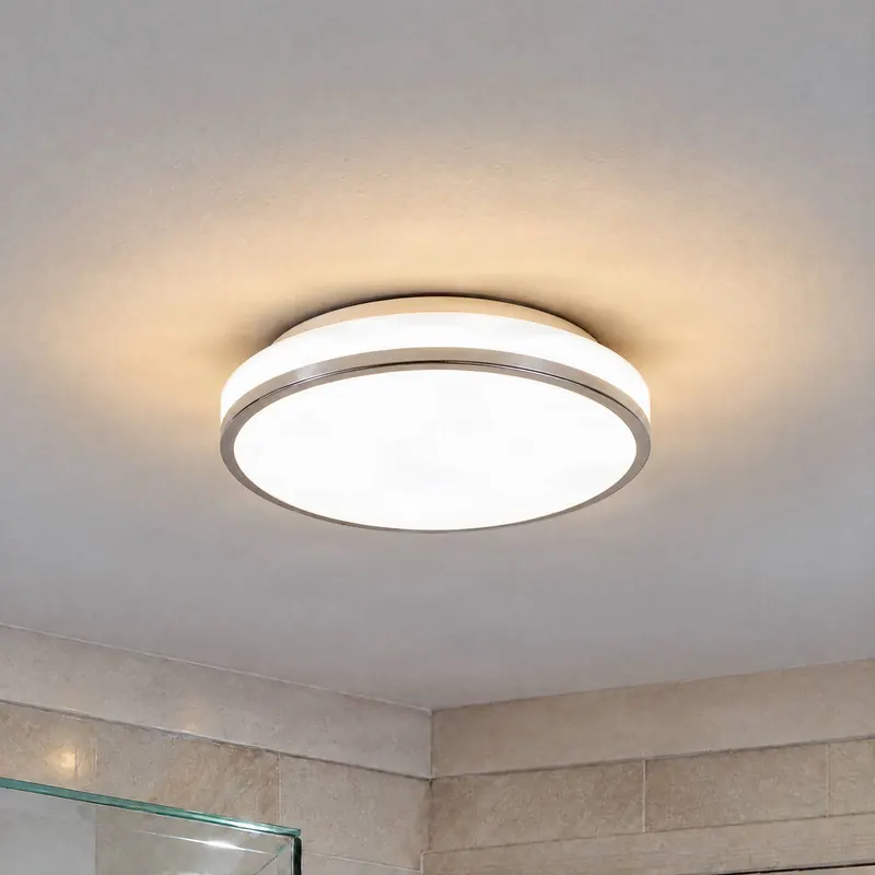 Lampa sufitowa LED Lindby Lyss, Ø 28 cm, kolor chrom, IP44
