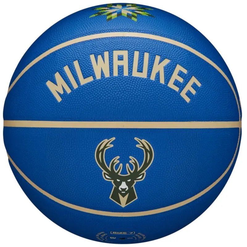 Wilson NBA Team City Collector Milwaukee Bucks Ball WZ4016417ID, Unisex, Niebieskie, piłki do koszykówki, Skóra kompozytowa, rozmiar: 7