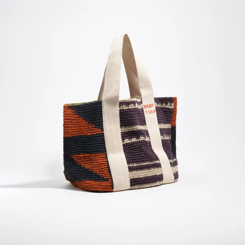 Torba shopper maxi juta bakłażan