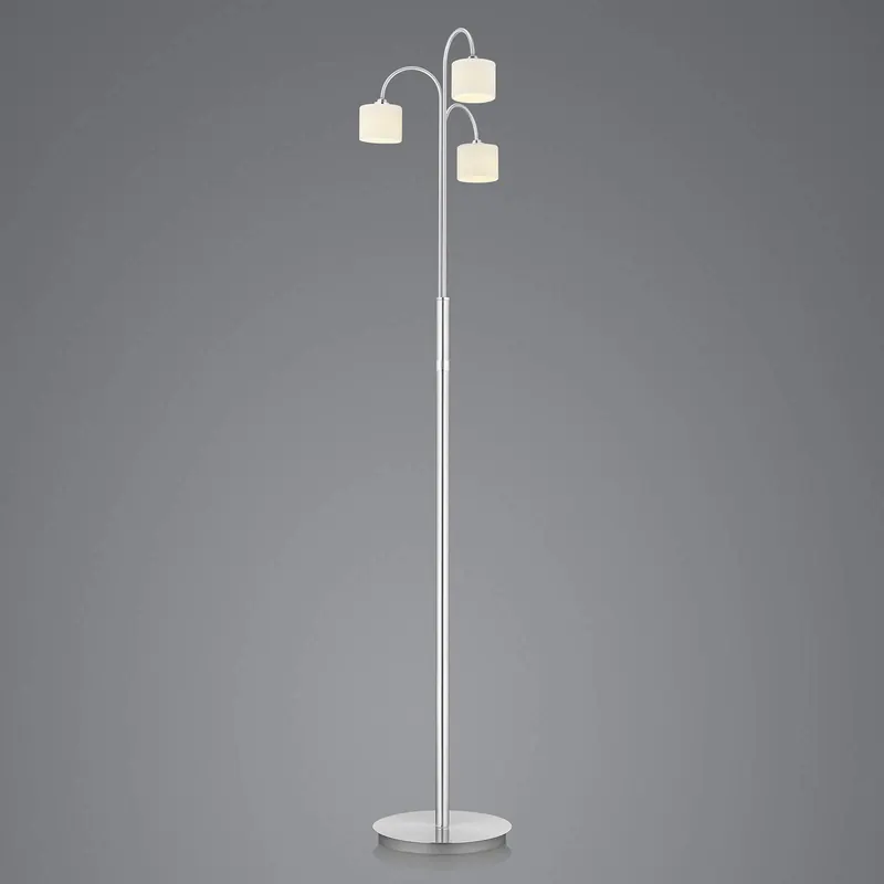 Lampa stojąca LED Mila, nikiel/szkło opalowe, 3-punktowa