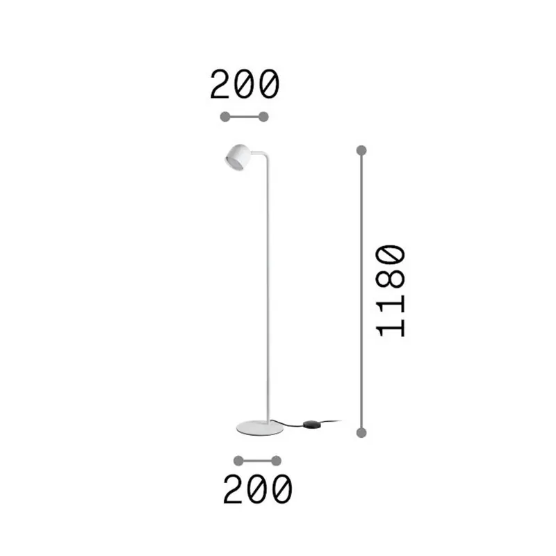 Lampa podłogowa IDEAL LUX Dodo, biała, wysokość 118 cm, metalowa, ściemniana