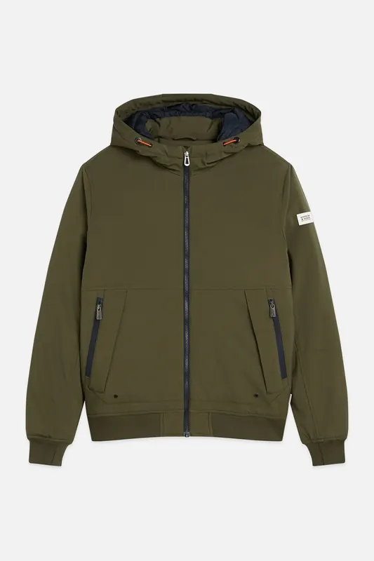 Scotch & Soda Hooded Softshell Padded Jacket Forest Night Maat: L | Winterjassen Outlet | Heren | Bruin