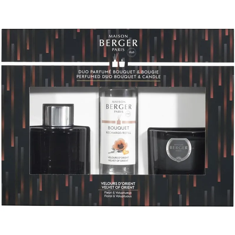 Maison berger paris Zestaw upominkowy do dyfuzora zapachowego Variation Black Velvet of Orient 90 ml + świeca 80 g