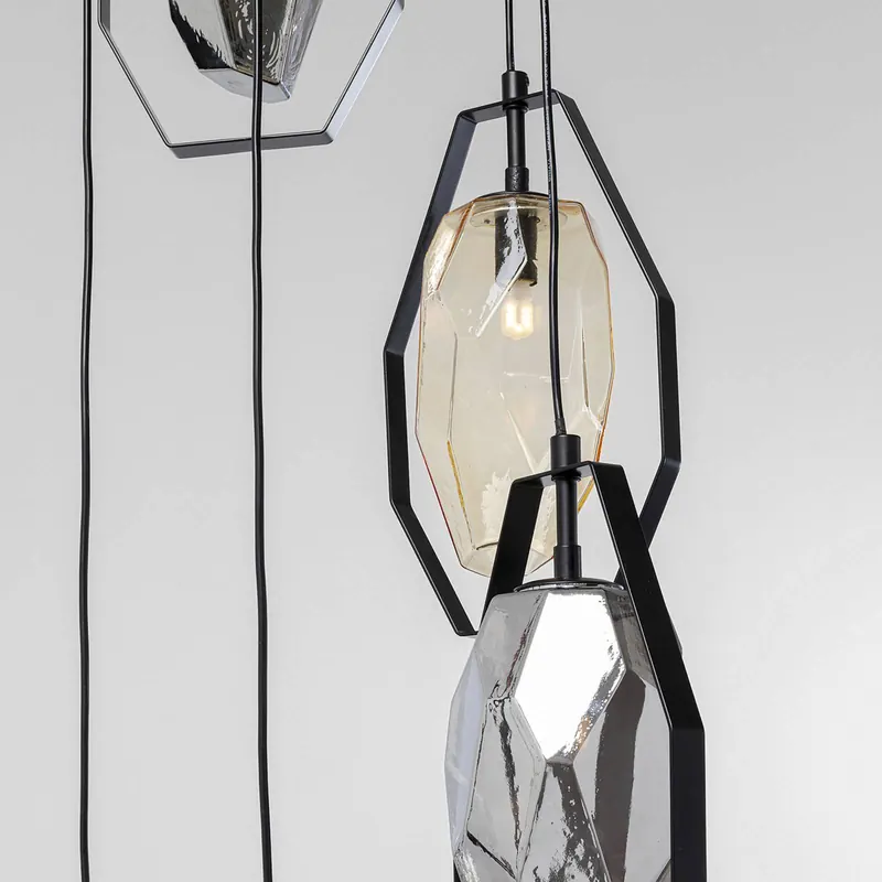 Kare lampa wisząca Diamond Fever Spiral czarna 5-punktowa okrągła