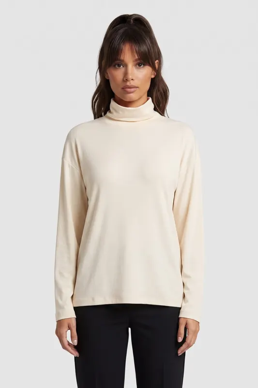 ARKET Salla Cotton Crepe Turtle White Maat: S | Longsleeves Outlet | Dames | Wit