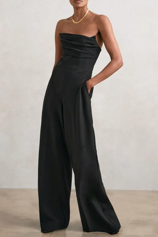Reiss Structured Bandeau Jumpsuit Black Maat: 10 | Jumpsuits Outlet | Dames | Zwart