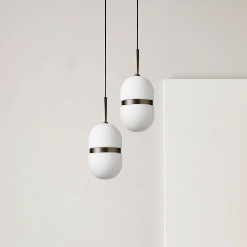 Lampa wisząca Domu, Ø 15 cm, brąz/biały, szkło, GX53
