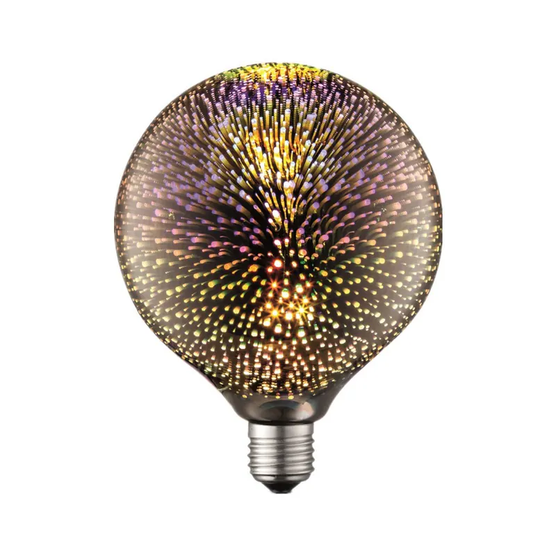 Żarówka LED Lucande E27, średnica 12,5 cm, 4 W, efekt 3D „fajerwerki”