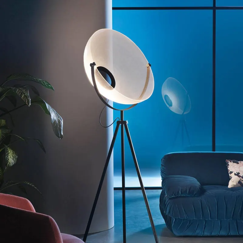 Lampa stojąca LED Stilnovo Demi Moon, czarna, wysokość 196 cm