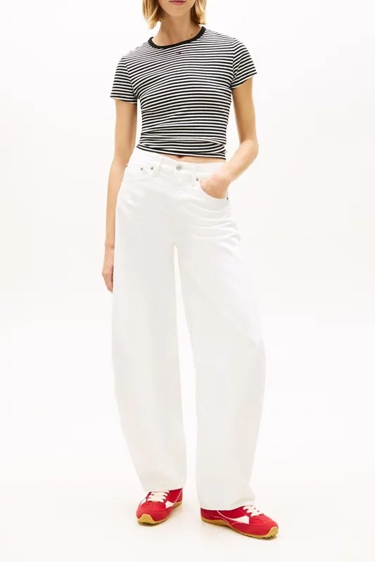 Tommy Hilfiger Ella Mid Barrel Denim White Maat: W26L32 | Wijde Broeken Outlet | Dames | Wit