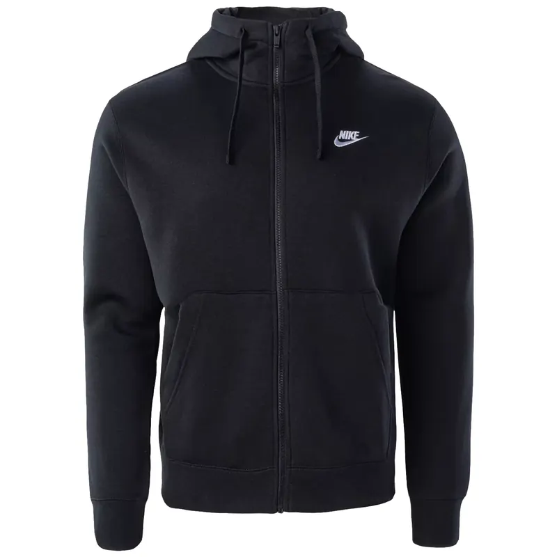Nike NSW Club Fleece FZ Hoodie BV2645-010, Męskie, Czarne, bluzy, bawełna, rozmiar: S