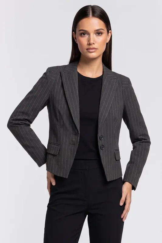 Summum Woman Blazer Tailored Pinstripe Anthracite Maat: 38 | Blazers Outlet | Dames | Grijs