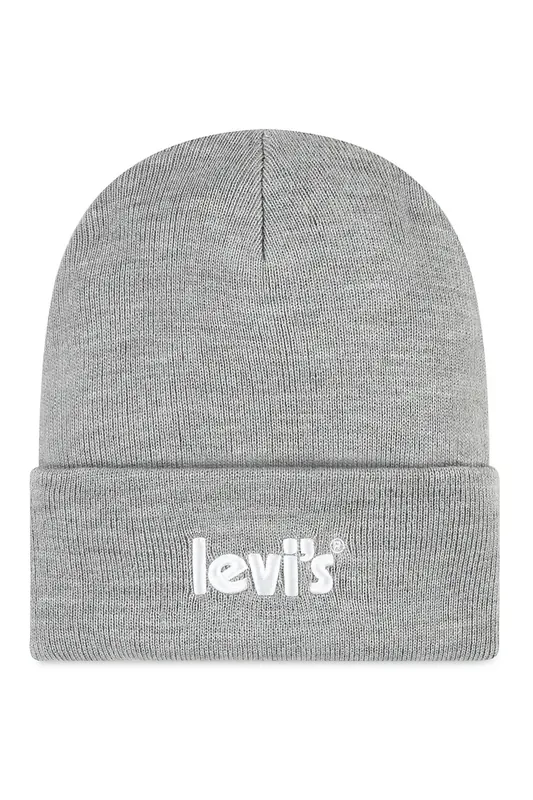 Levi's Unisex Lan Poster Logo Beanie Dark Grey Heather Maat: OS | Accessoires Outlet | kids | Grijs