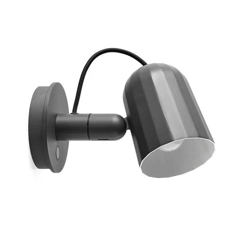 Kinkiet HAY Noc Wall Button, ciemnoszary, metal, E14