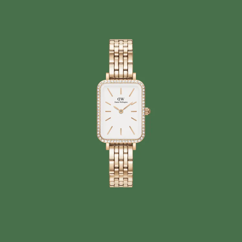 Daniel Wellington DW Watch Quadro Lumine Bezel 5-Link Melrose 20x26mm Rose Gold