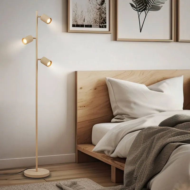 Lampa stojąca Ida, beżowa, 3-punktowa, wysokość 141 cm, GU10