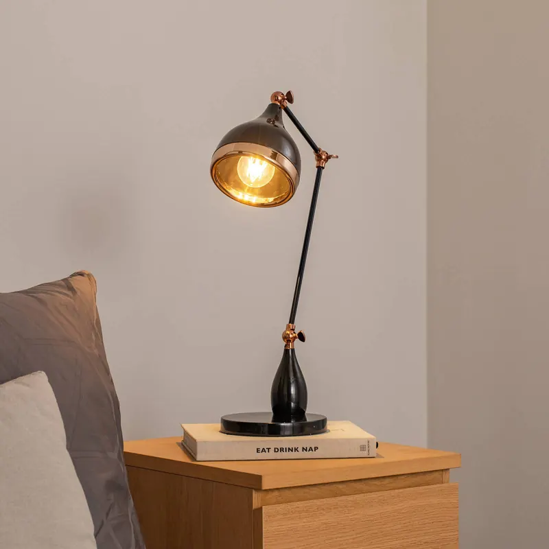 Lampa stołowa Yildo 7015, czarna/miedziana, metal, wysokość 50 cm