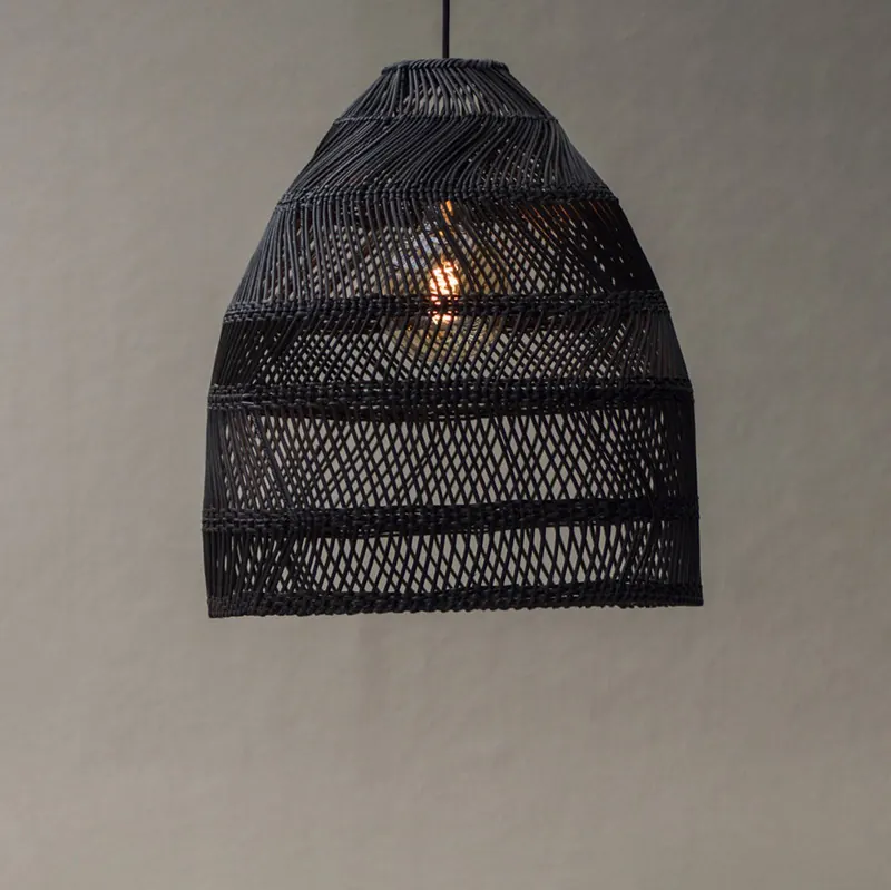 PR Home Żyrandol Maja, rattan, czarny, Ø 45 cm