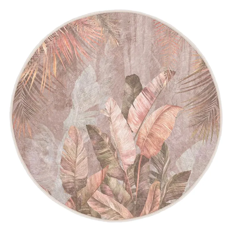 Jasnoróżowy okrągły dywan odpowiedni do prania ø 80 cm Dusty Leaves – Mila Home