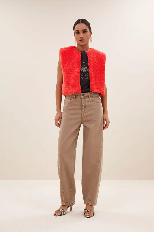 By-Bar Wolly Red Gilet Poppy Red Maat: XL | Gilets Outlet | Dames | Rood