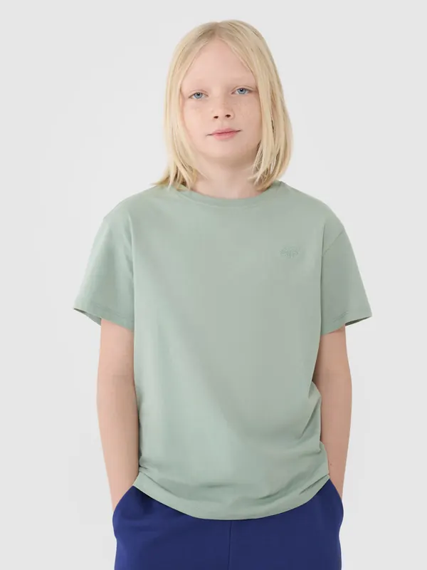 4F koszulka bawełniana t-shirt dla chłopca 4FJWSS25TTSHM2324 zielona (122)