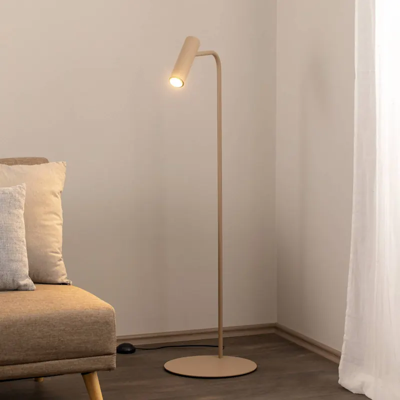 Lampa stojąca Axion, kolor beżowy, wysokość 115 cm, stal