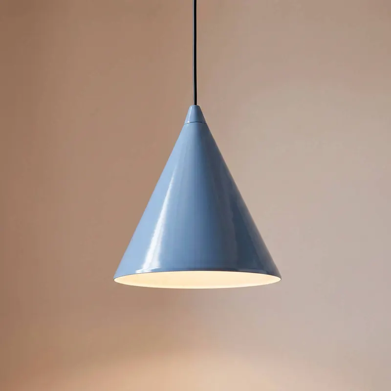 Żyrandol Form, niebiesko-dymna, metalowa, Ø 24 cm, stożkowa, E27