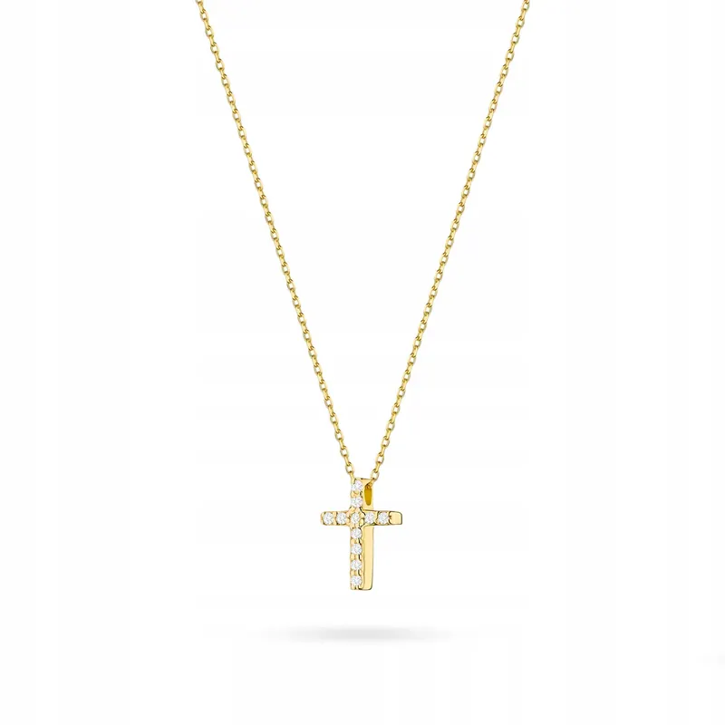 Naszyjnik złoty 585 krzyż z brylantami 0,055 ct Sadva
