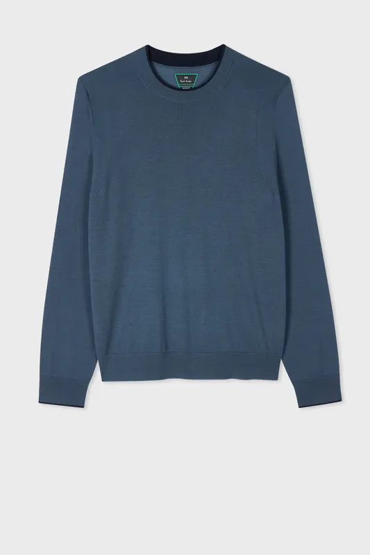Paul Smith Sweater Crew Neck Slate Maat: S | Sweaters Outlet | Heren | Blauw