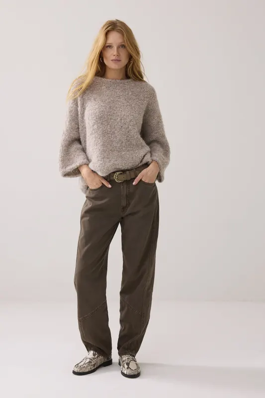 Summum Woman Loose Fit Coloured Denim Dark Camo Maat: 32 | Wijde Broeken Outlet | Dames | Bruin
