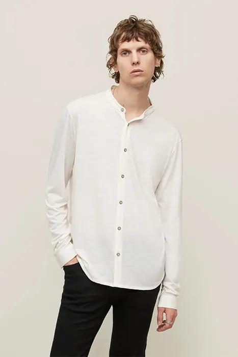 John Varvatos Fulton Regular Fit Ls Stand Collar Shirt In Extraf White Maat: L | Casual Overhemden Outlet | Heren | Ecru
